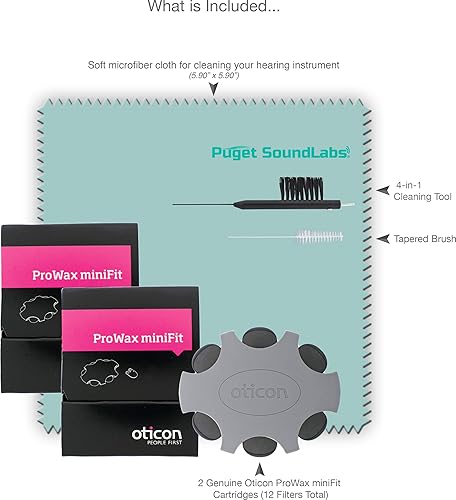 Miniatura 5 de Oticon Prowax Minifit - Filtros de cera de repuesto para audífonos con cepillo Puget SoundLabs para protectores de cera, herramienta de limpieza de