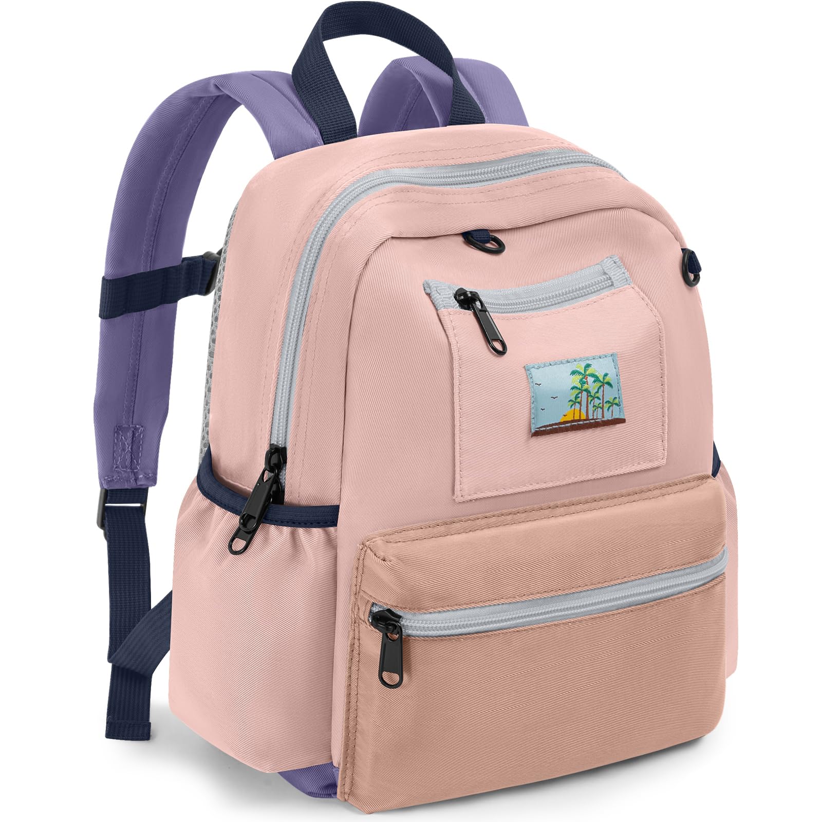 Toddler Backpack for Boys &amp; Girls 1-3 Years, 10.5 Inch Lightweight Kids Bookbag, Waterproof Preschool Backpack for Kindergarten, Daycare, Travel, Durable Small Child School Bag, Pink Blue