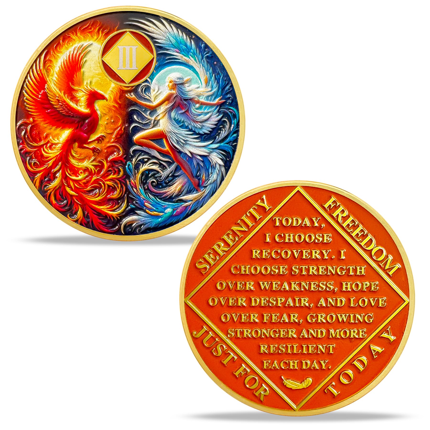 Imasoner 3 Year Sobriety Coin Phoenix Recovery Token for NA AA | 3rd Year Clean Sober Medallion | Narcotics Anonymous Addiction Recovery Gift with