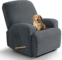 Vista 10 de Vansofy - Fundas elásticas para sofá reclinable, 8 piezas, funda suave de jacquard para sofá reclinable, protector de muebles con parte inferior