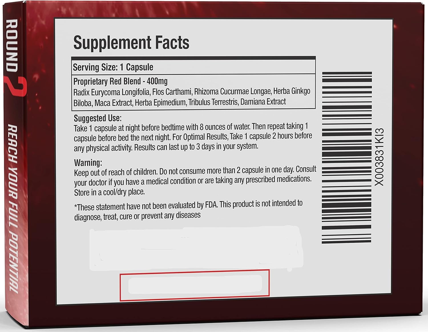 Round 2 (RED Edition) Energy Supplement, Strength & Confidence (10 Caps) : Health & Household