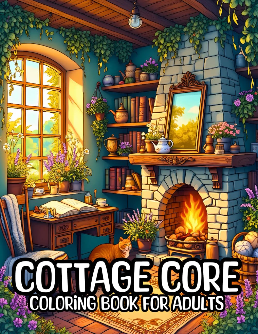 COTTAGE CORE COLORING BOOK FOR ADULTS: 50 Charming Illustrations of Rustic Cottages, Floral Gardens, and Cozy Countryside Aesthetics