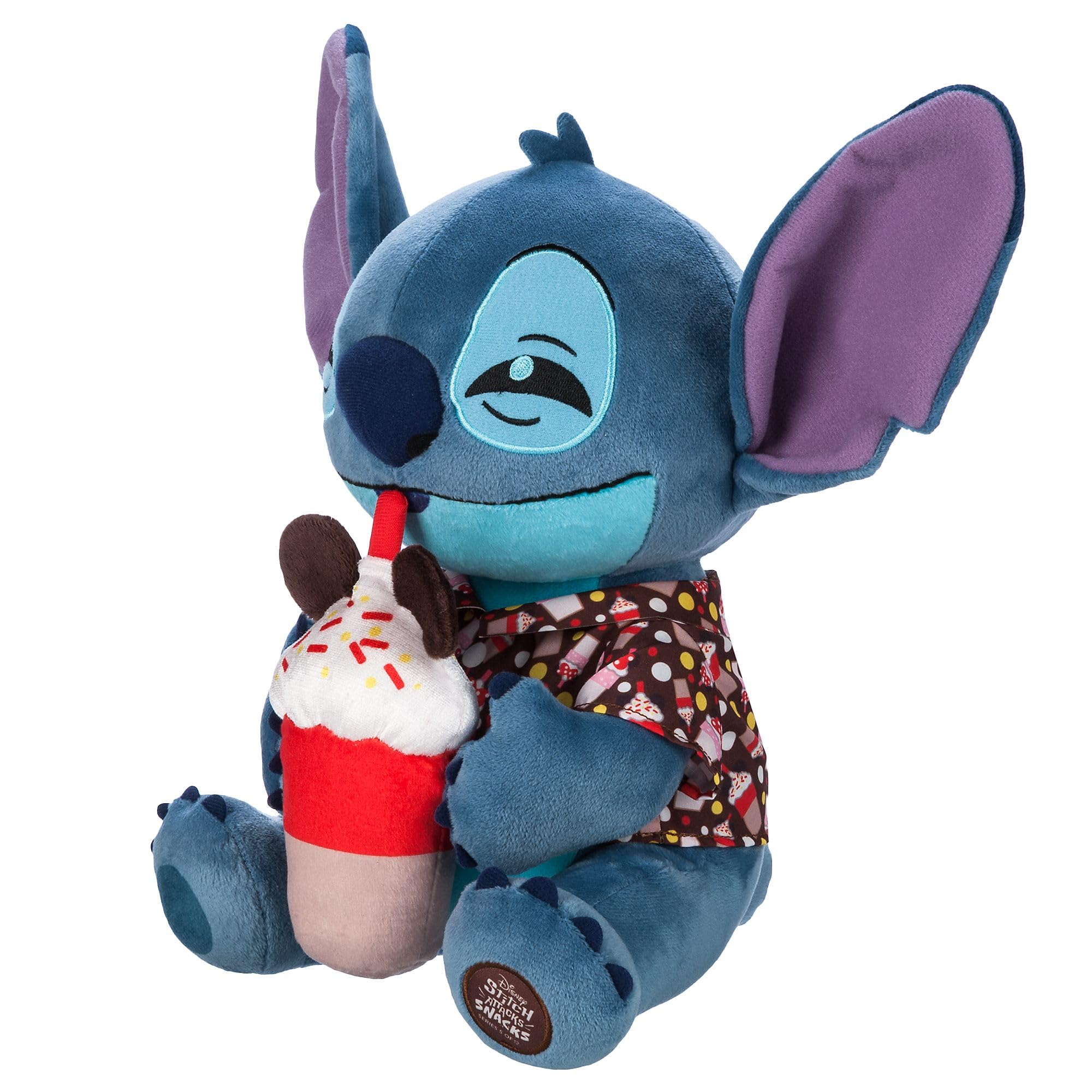 Disney Store Stitch - Peluche ufficiale Stitch Attacks Snacks Ice Cream Soda collezione, 5 da 12,31 cm, peluche medio, adatto dalla nascita