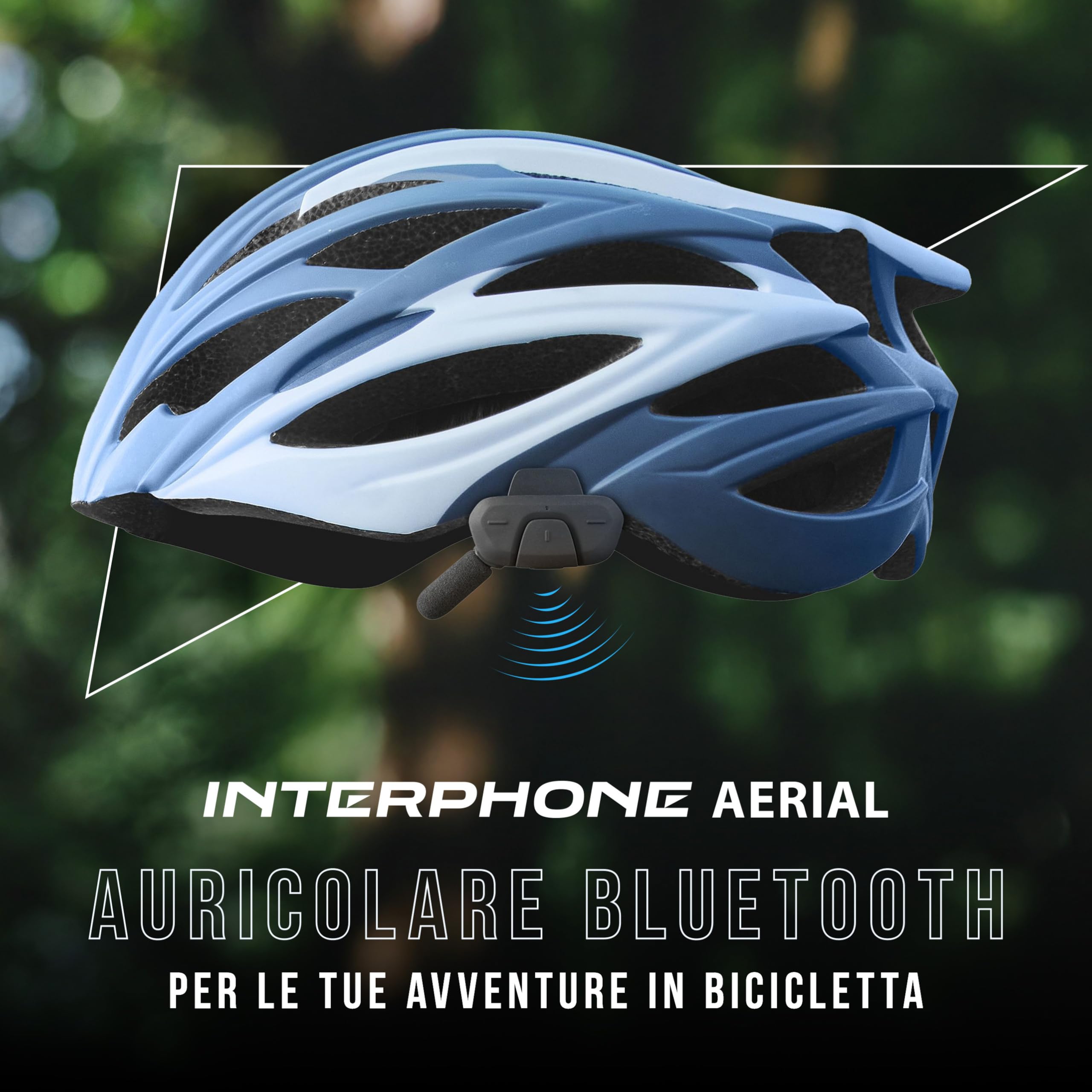 INTERPHONE AERIAL Singolo per una persona, Interfono bici per la comunicazione fra 2 ciclisti fino a 300mt, Interfono casco bicicletta con Bluetooth per GPS, Impermeabile e con filtro anti-vento