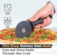 Vista 4 de Deiss Lux Heavy Duty Pizza Cutter With Wheel Slicer- Stainless Steel Sharp Smooth Pizza Cutter Wheel With Easy Grip Non-Slip Handle, Dishwasher Safe