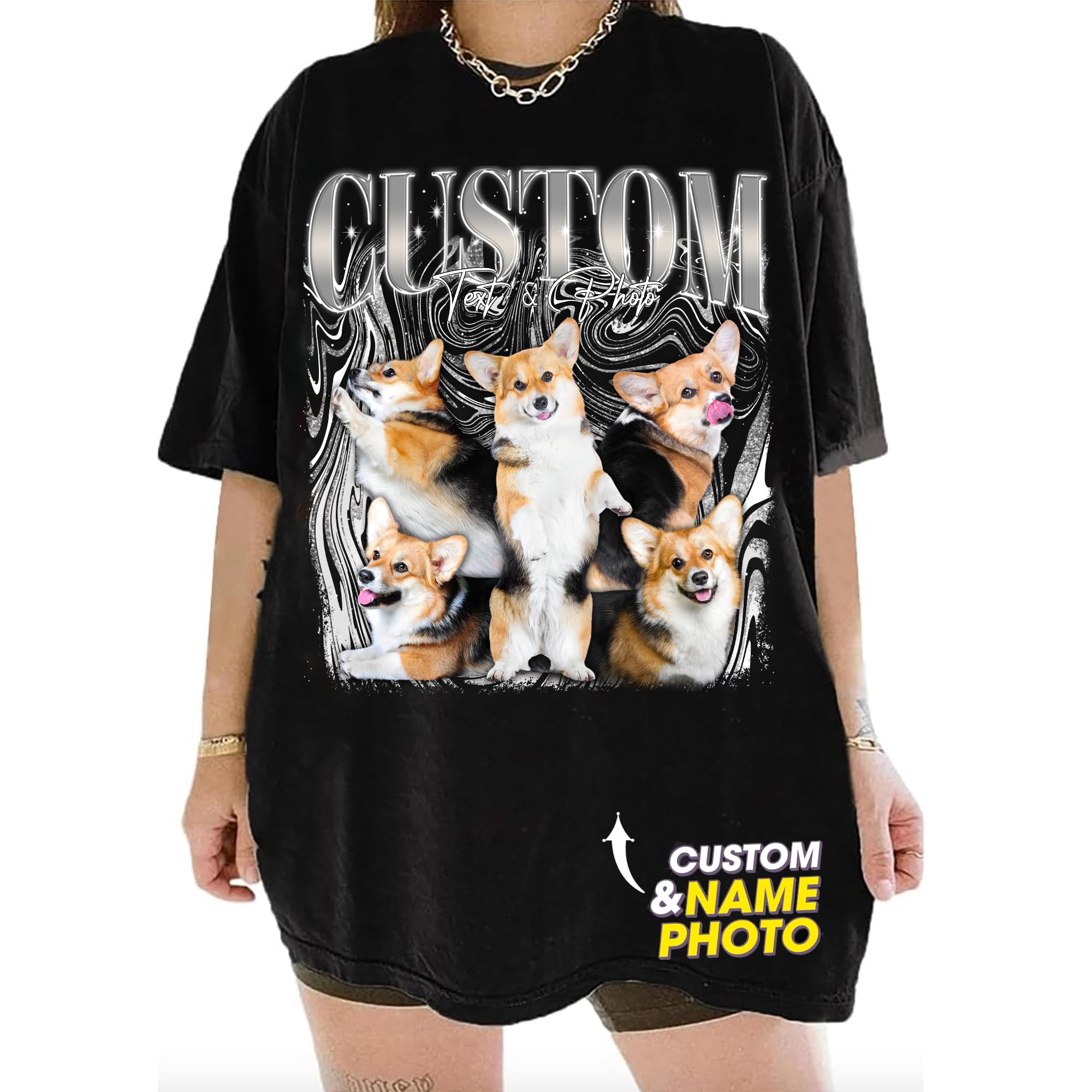 NAZENTICustom Bootleg Rap Tee, Custom T-Shirts with Picture, Retro Custom Bootleg, Valentine's Gifts for Him Her