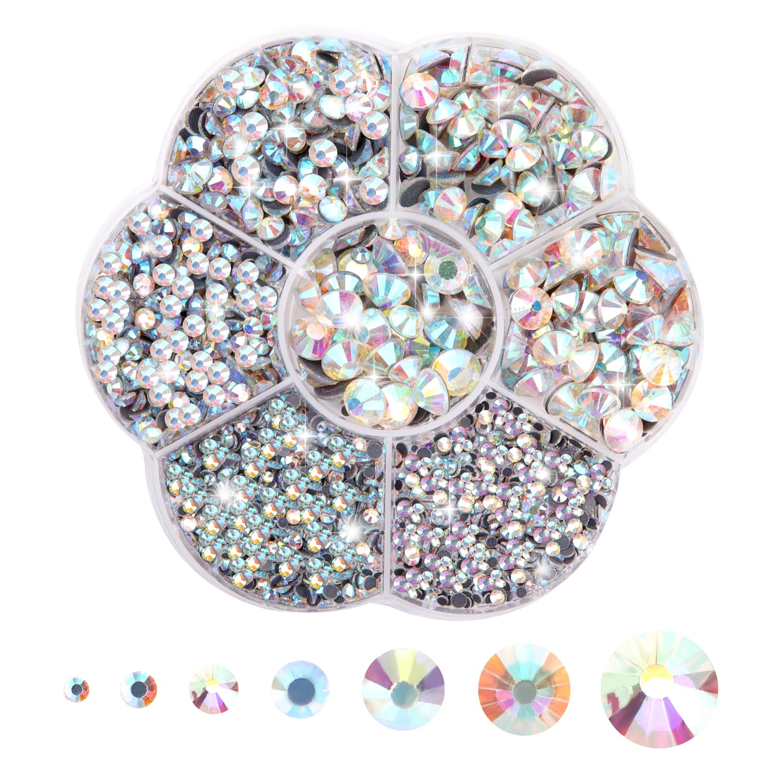 Caelura 3060PCS Hotfix Strasssteine Set - 6 Größen Mit Werkzeug