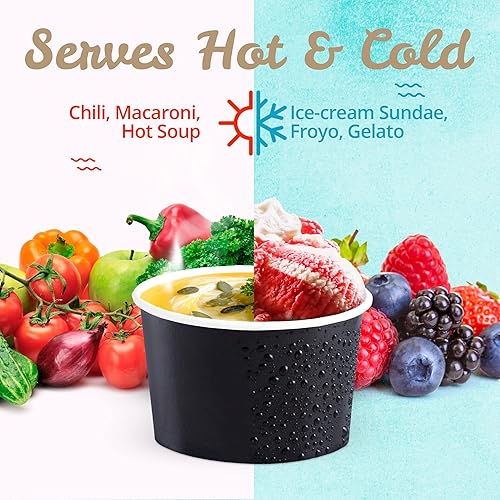 Miniatura 7 de MATICAN Vasos de papel para helado, 50 tazones desechables de postre de 16 onzas para alimentos calientes o fríos, suministros de fiesta de 16