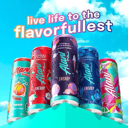 Miniatura 110 de Alani Nu WATERMELON WAVE, bebidas energéticas bajas en calorías, sin azúcar, 200 mg de cafeína, biotina, vitaminas B, cero azúcar, 10 calorías