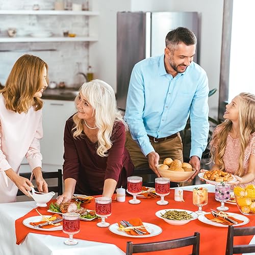 Miniatura 5 de Juego de 4 copas románticas vintage con diseño floral en relieve, vasos mezclados para bebidas, para bares, restaurantes, fiestas y cenas elegantes,