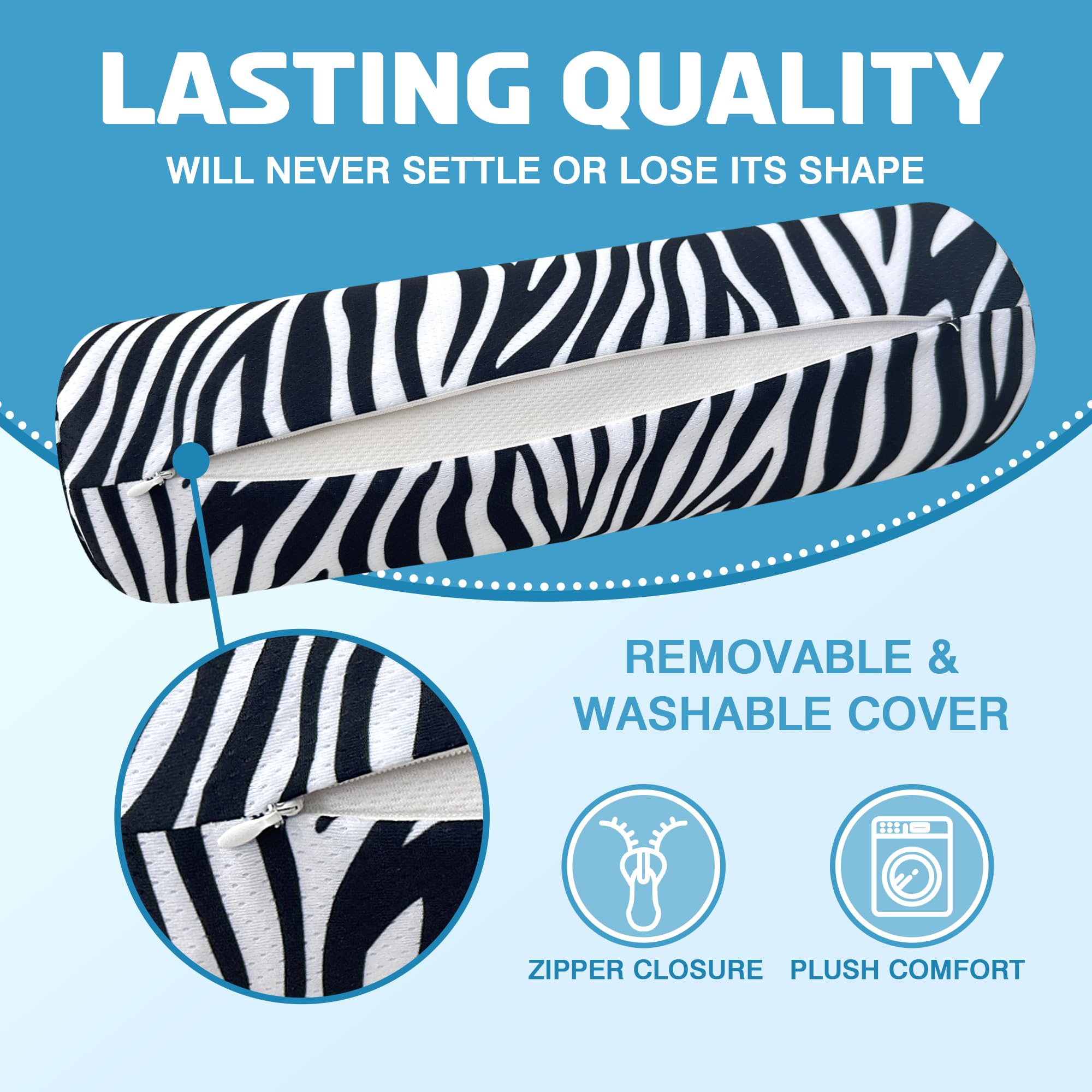 Almohada enrollable para el cuello para dormir, almohadas ergonómicas de tubo cilíndrico para soporte de columna cervical y cuello, almohada enrollable versátil para cama, oficina y viajes,