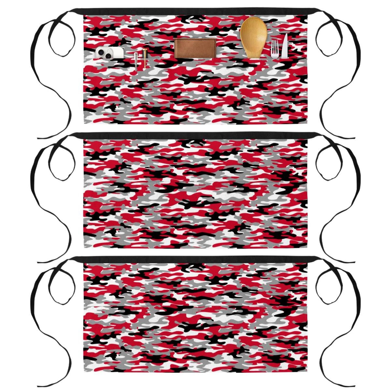Tabliers courts de chef avec 3 poches lot de 3 demi-tabliers camouflage multicolore - 8