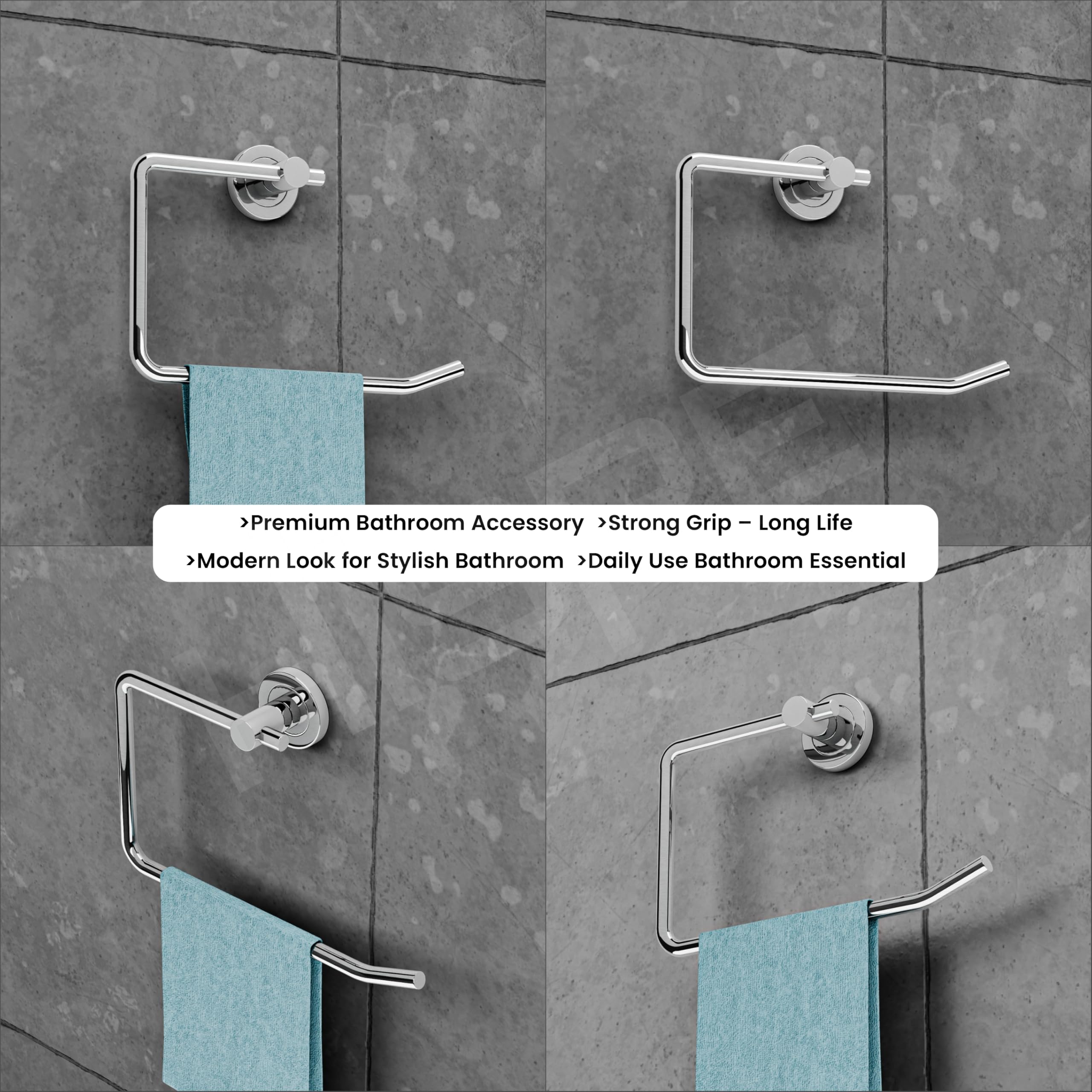 HISRE Heavy Duty Stainless Steel Towel Ring Wall Mount Chrome Bathroom Towel Holder Rust Proof Oval Napkin Stand for Home Hotel Office Washroom (H106), photo 5 of 5