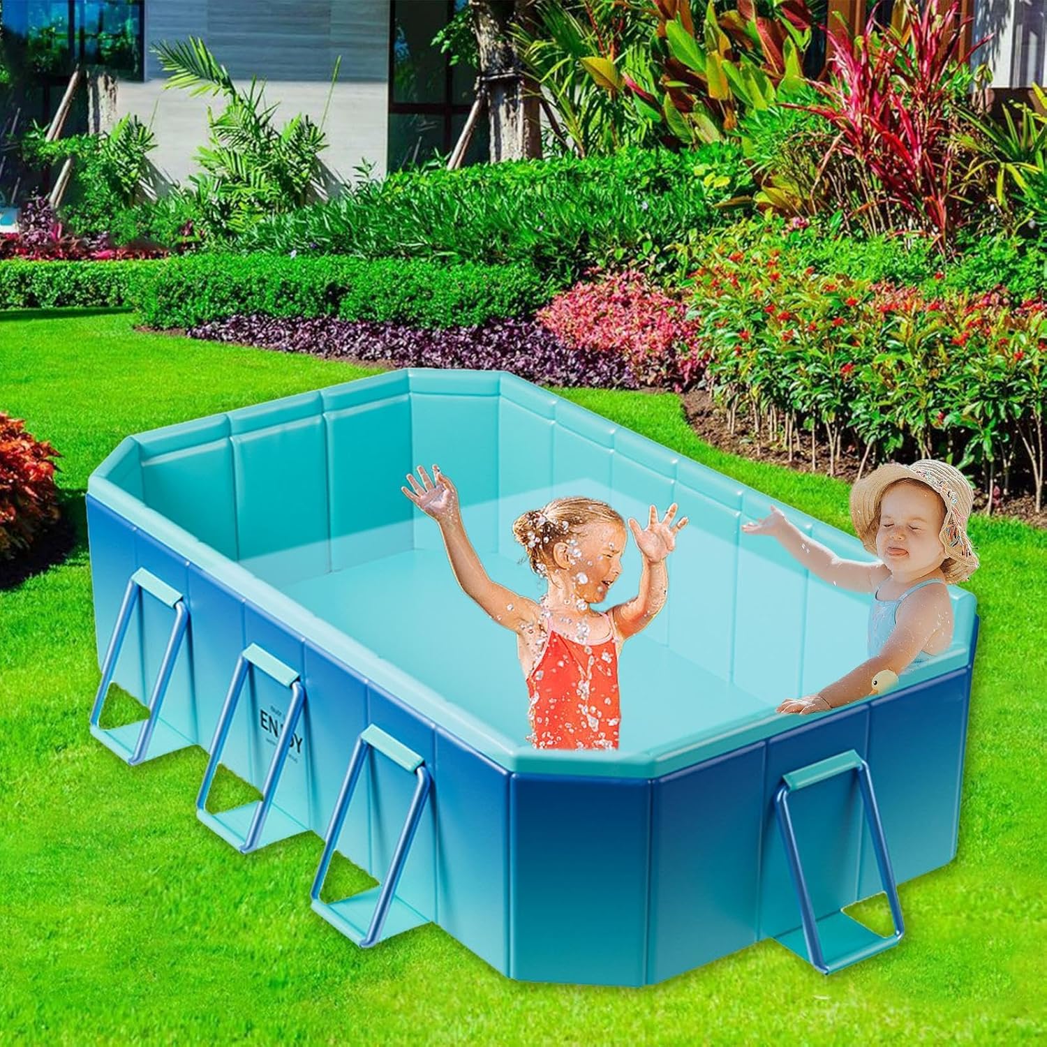 Generic Foldable Pool, Outdoor Backyard Pool, Foldable Non-Inflatable Kids' and Adults' Outdoor Swimming Pool, Foldable Pool, Dog Swimming Pool, Portable Kiddie Pool, 2.6 Meters, TR3NG46OY3L38LNQ