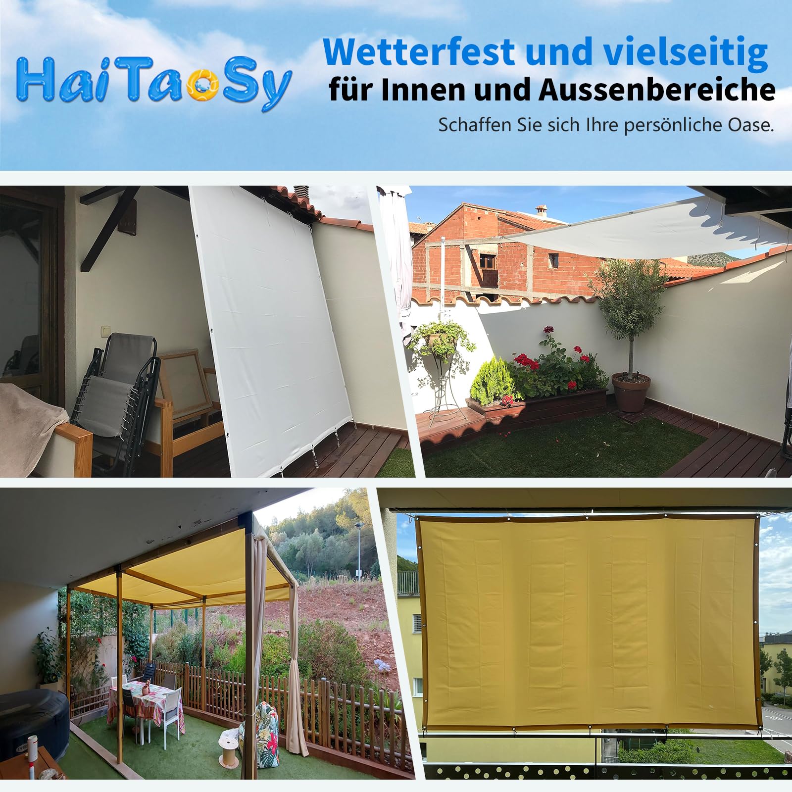Amazon.de: Sonnensegel Rechteckig, Terrassen Windschutz mit Seil,  Sonnensegel Wasserdicht mit sen, Sonnenschutz Windschutz Balkon Terrasse  95% Uv-Schut, fr Balkon Garten Graubraun 1.7x2.8M