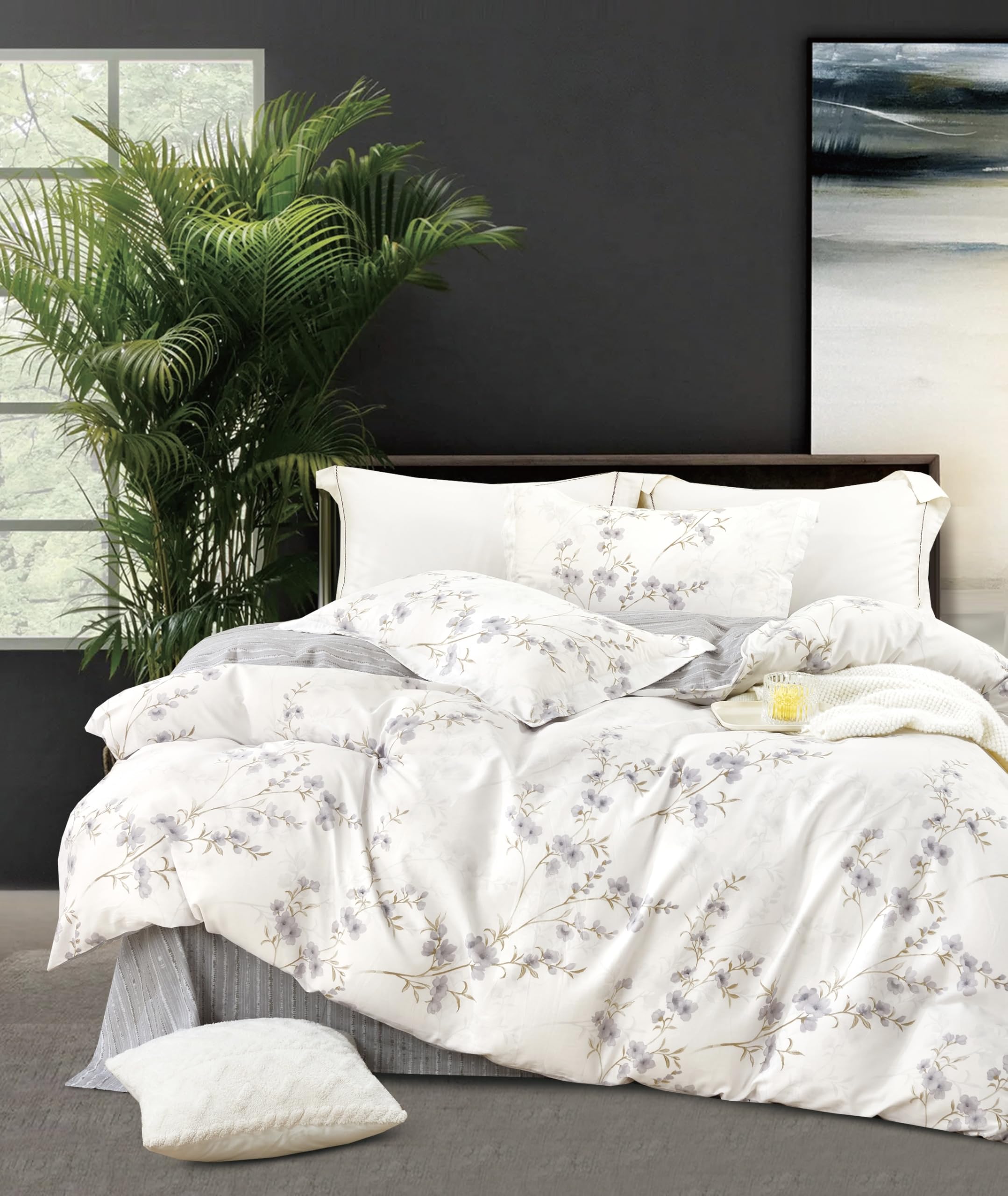 Modern Geometric Duvet Cover King Size– Yellow & Blue Abstract Geometric Lines Design for Luxurious Bedroom Décor Comforter Cover