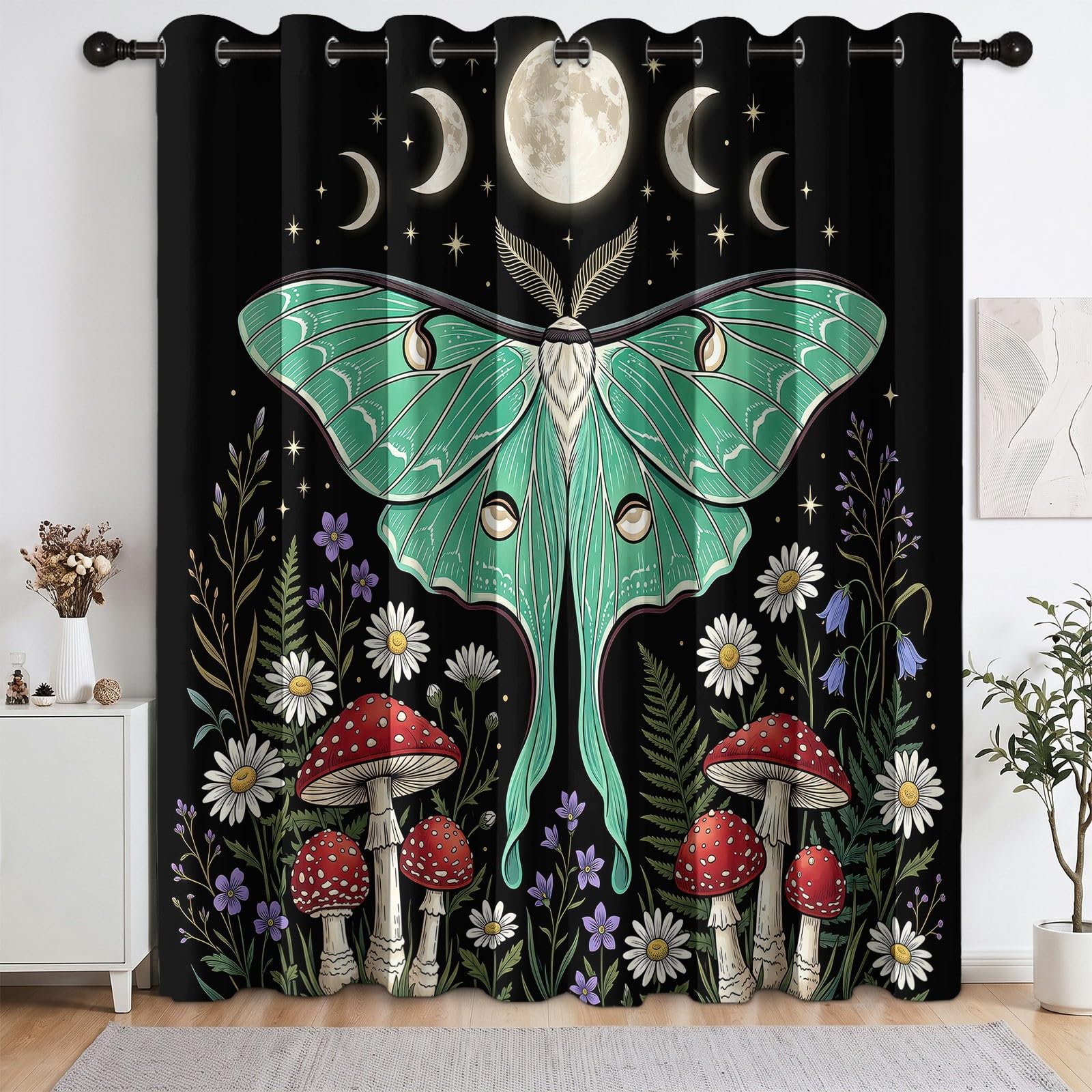 Mistyczne zasłony zaciemniające Luna Moth Gothic 100% 2 szt., szer. 116 x