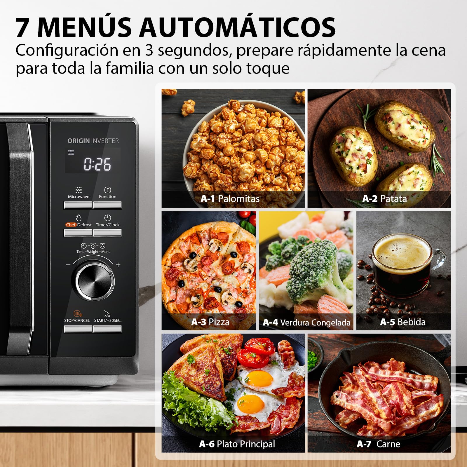 TOSHIBA Microondas Digital con Grill 25L, 900W Inverter, 10 Niveles Potencia, Control Preciso, Calentamiento Uniforme, Negro Elegante MW3-AG25PFI(BK)