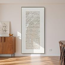 BrightA Modern Abstract Relief Wall Decor Beige Artistic Home Accent | Organic textured plaster artwork with minimalist geometric flow, warm beige palette, suitable for dining room 23.6"x47.2"