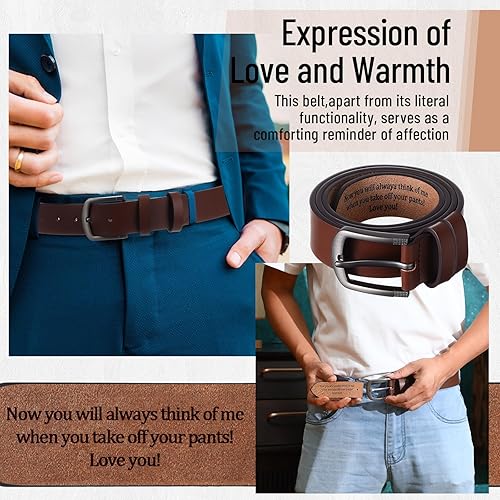 Miniatura 3 de Cinturón para hombre de regalo para marido, cinturones personalizados para hombres, regalo de cuero grabado para él, cumpleaños, aniversario, boda