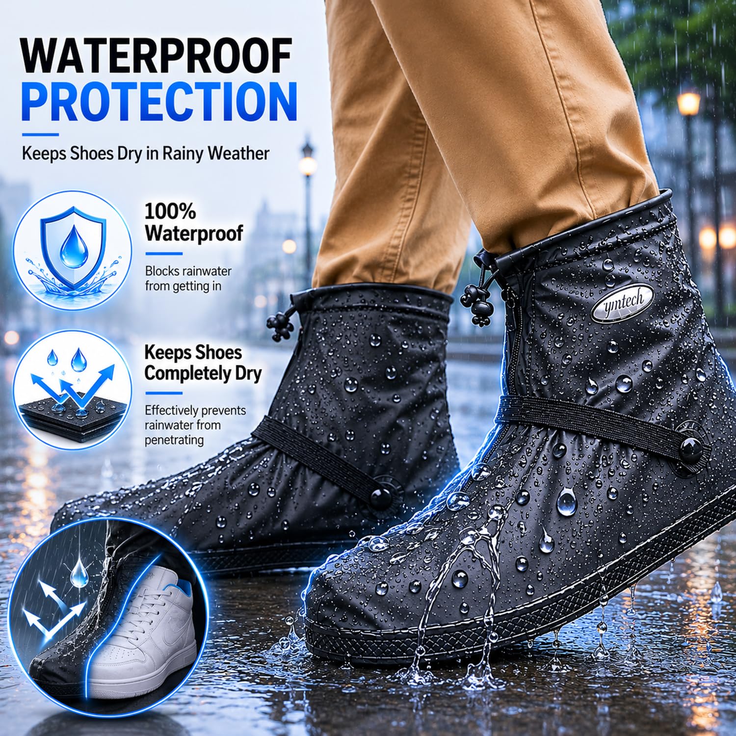 Regenüberschuhe Wasserdicht Schuhe Überschuhe, Outdoor Rutschfester Schuhüberzieher Fahrrad Regenschutz Regenschuhe