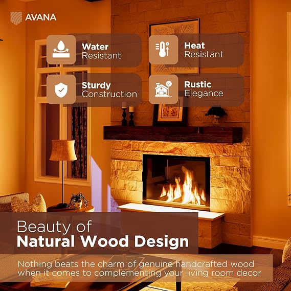 Avana Fireplace Mantel - Wall-Mounted Mantles for Over Fireplace - Farmhouse Fireplace Mantle Shelves - Handcrafted Wood Fireplace Mantels - Floating Fireplace Mantel 72 X 8 X 5 - Rustic Traditional