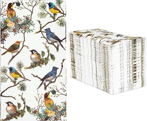 Miniatura 8 de 100 toallas desechables de papel de 3 capas para baño, servilletas de pájaros de primavera, decoración diaria para cenas, bodas, fiestas de té,