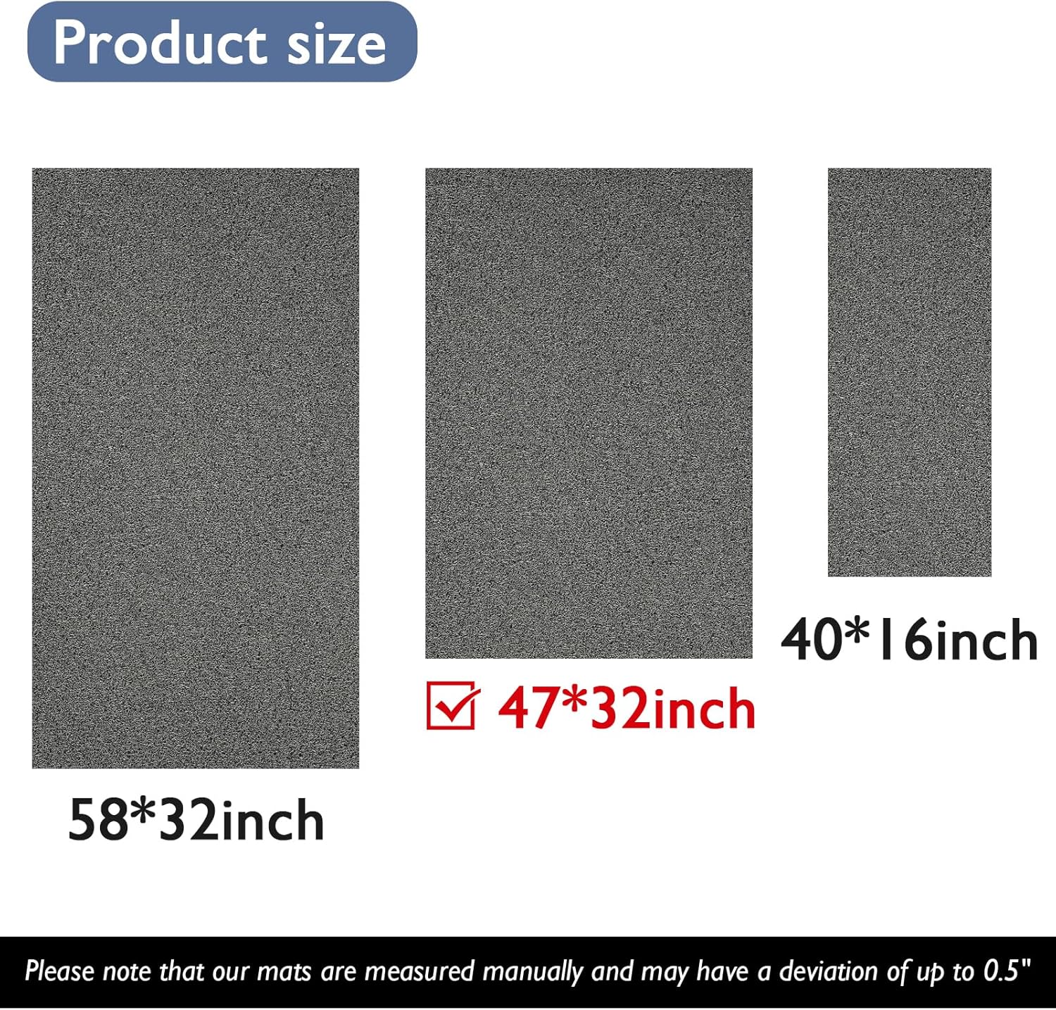 Shower Mat Non Slip 47x32 Inch, Quick Drying PVC Loofah Bath Mats, Easy Clean Soft Bathroom Rugs for Tub Floor, Shower, Grey