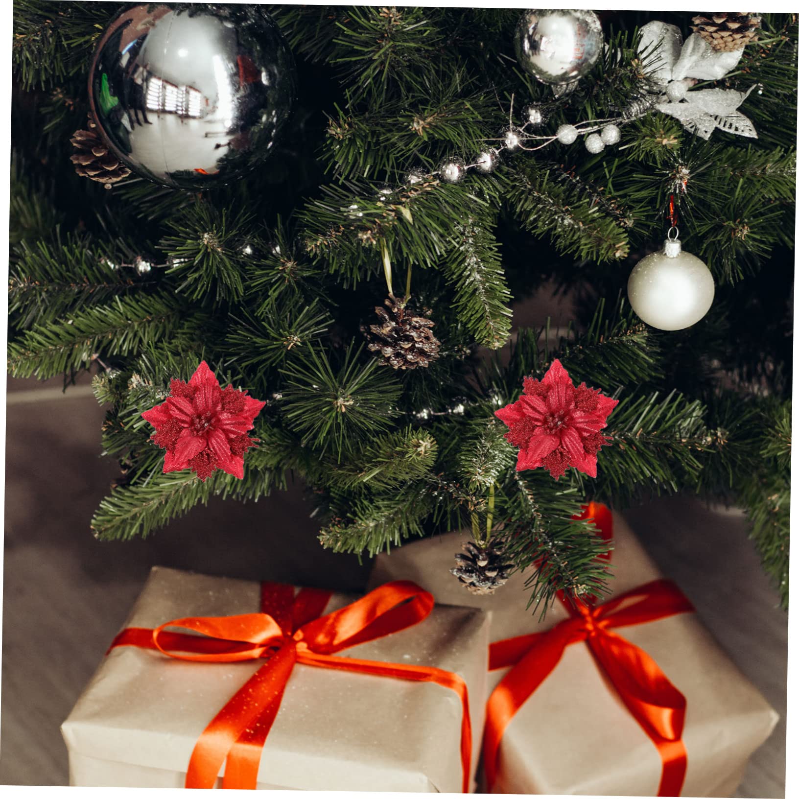 TOPBATHY 24stücke Künstliche Weihnachtsblumen Dekoration Für Weihnachtsbaum Festliche Anlässe Und Partys Rote Simulation Poinsettia Blumen Für Stilvolle Weihnachtsgestaltung