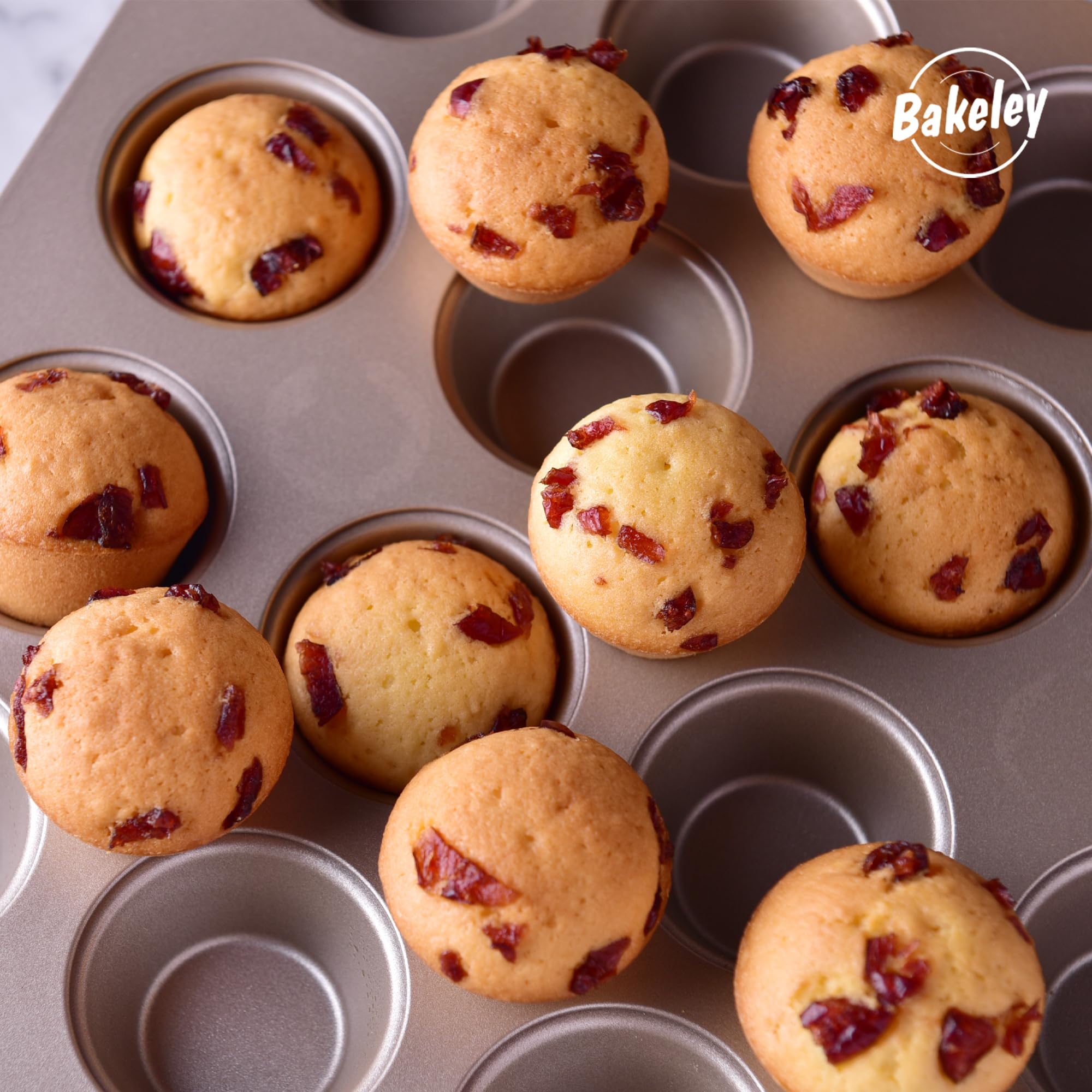 Mini molde para magdalenas, 20 cavidades antiadherente, mini molde para hornear cupcakes para horno (oro champán)