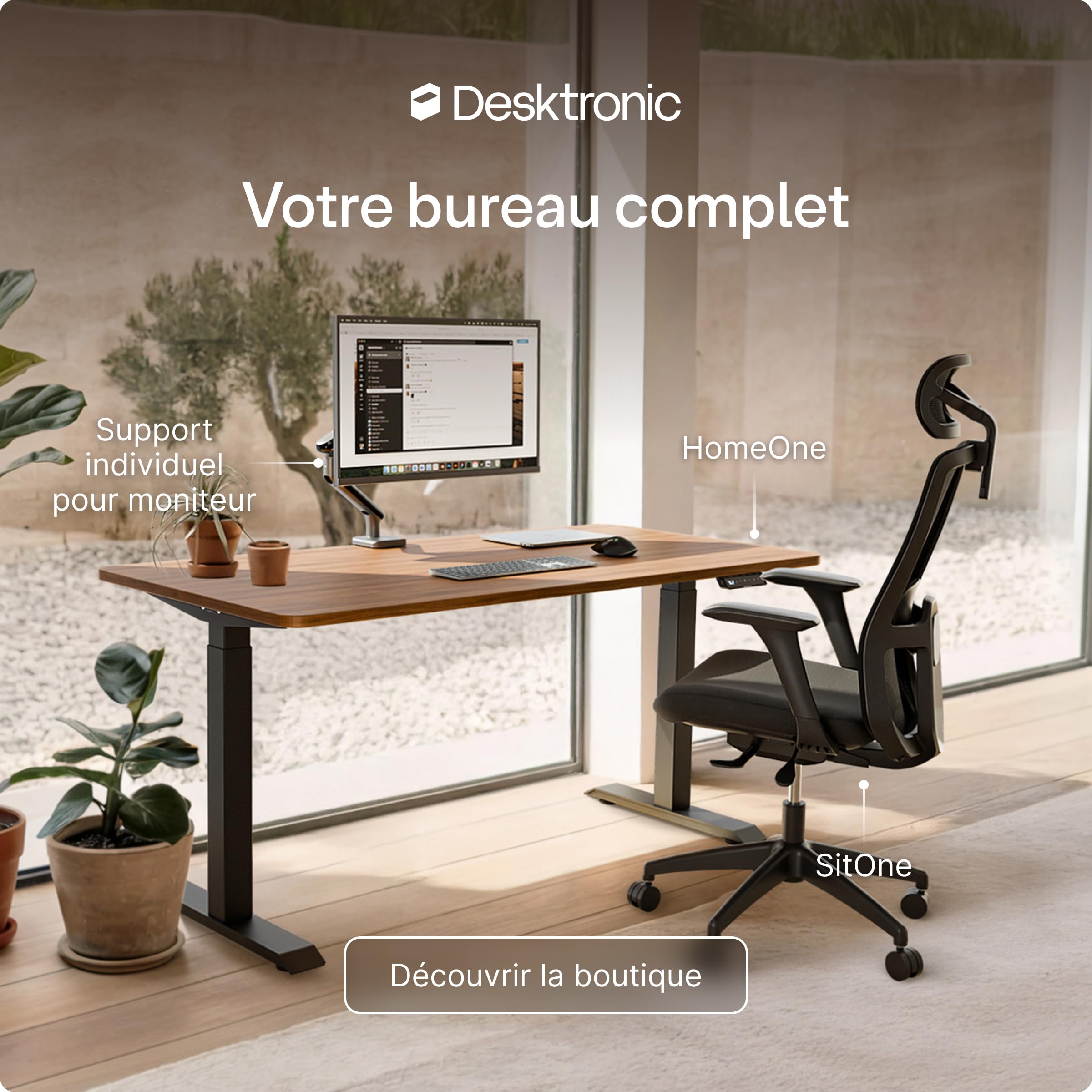 Desktronic Bureau Assis Debout Électrique 160x80cm - Bureau Réglable en Hauteur à Moteurs Électriques Doubles - Commande Tactile - USB - Mémoire - Plateau Bois Européen - Table Assis-Debout