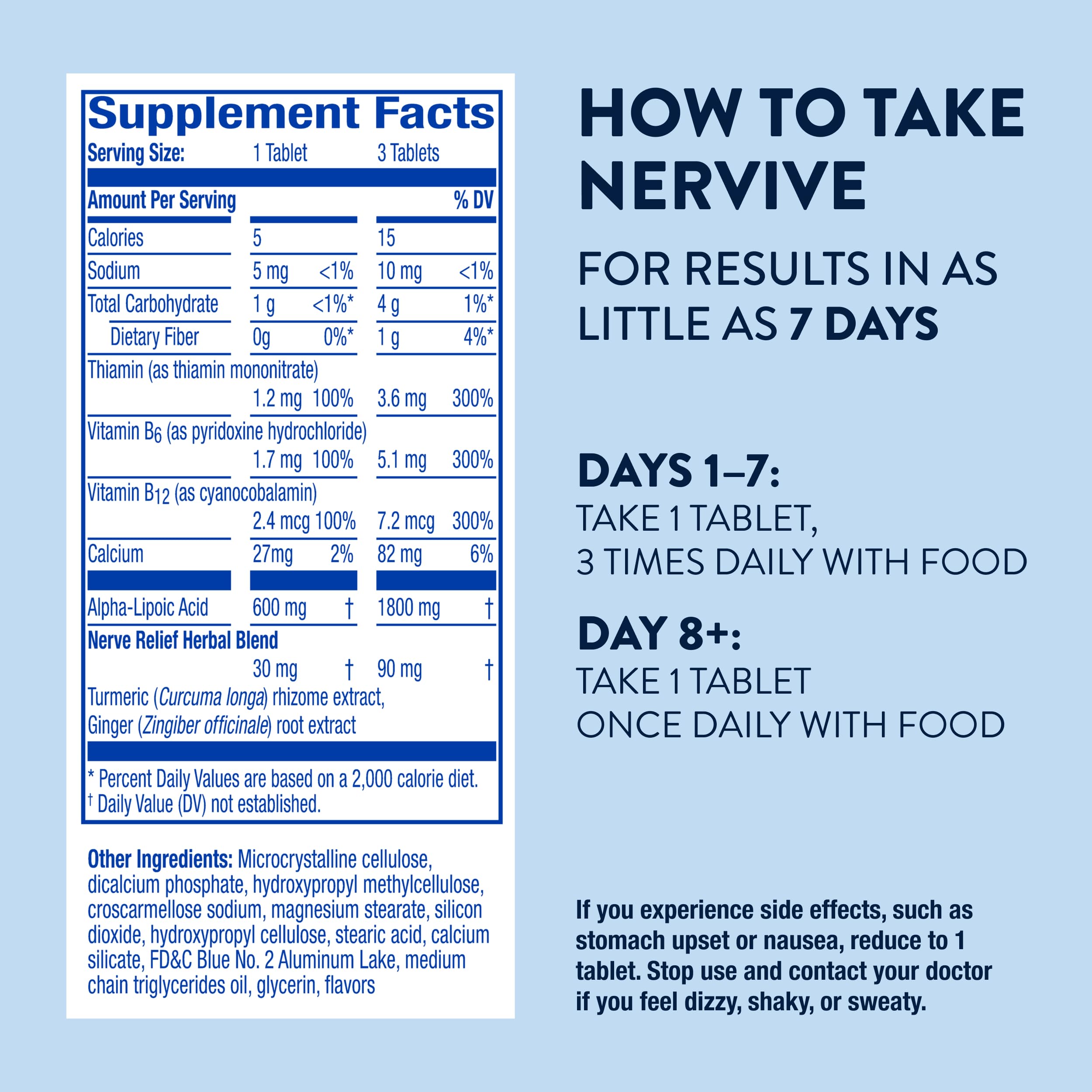 Nervive Nerve Relief, Occasional Nerve Discomfort II, Nerve Relief, Starts Working in 7 Days, Stabbing, Burning, Alpha Lipoic Acid, B Vitamins, Turmeric, Ginger, Nervive Supplement, 30 Tablets — Amazon image 5