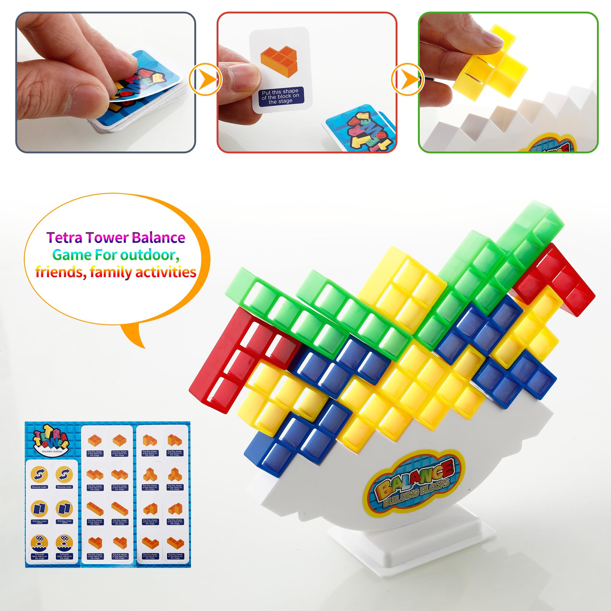 Jeux Magnetique Enfant Tetris Jouet D'équilibre Enfant Tetris Tower, Blocs De Construction