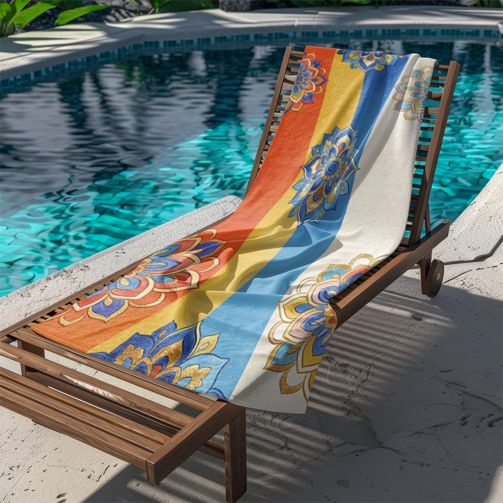 Tapis de Plage XXL Anti Sable Orange De Style Bohème Serviette Piscine Adulte,Natte De Plage Pliable, Voyage Accessoires De Plage Camping,Serviette de Bain Personnalisée