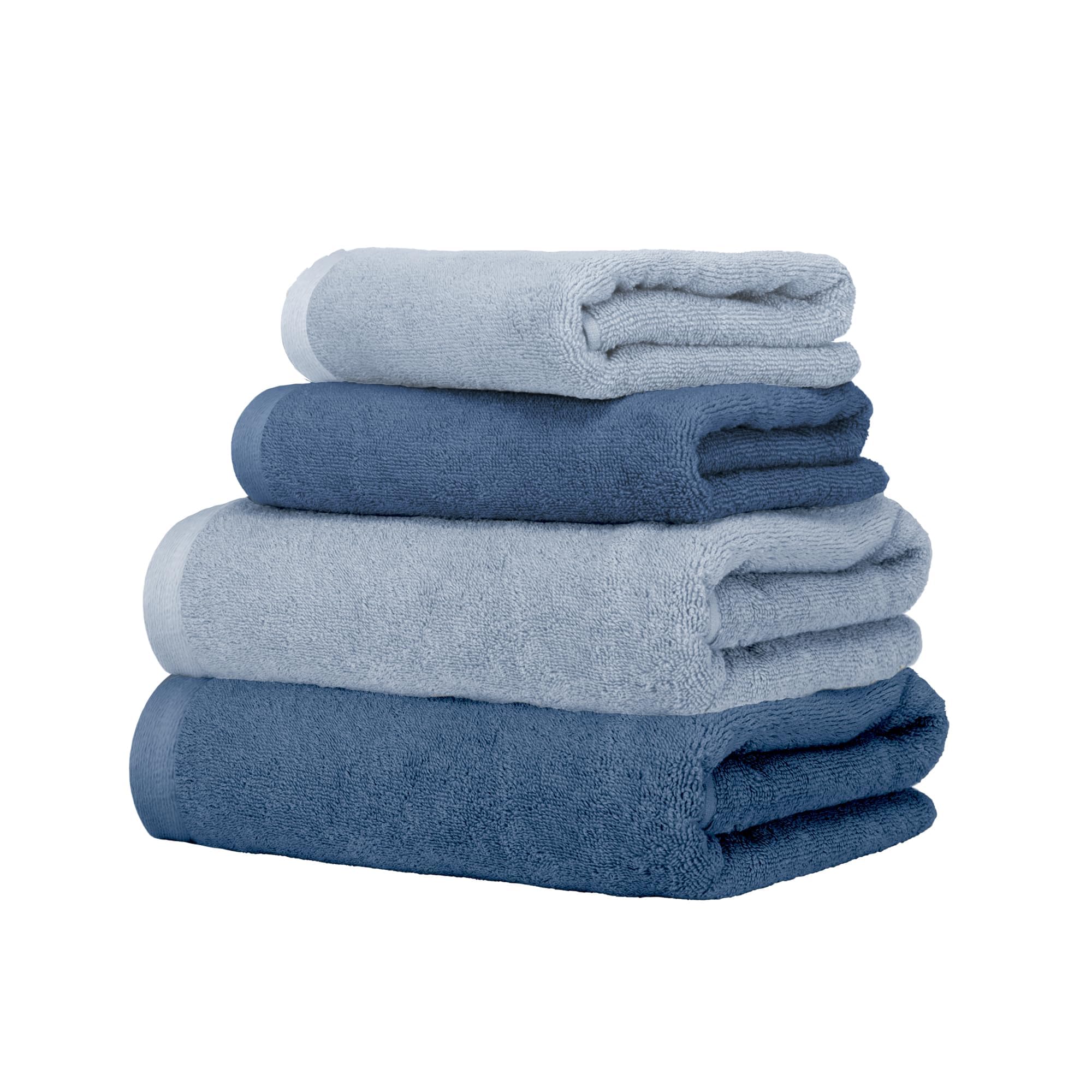 Ruggeri - Set Asciugamani 2 + 2 | Viso + Ospite | 100% Cotone Extra Morbido 500 gr - Let's Color! (Azzurro e Blu)