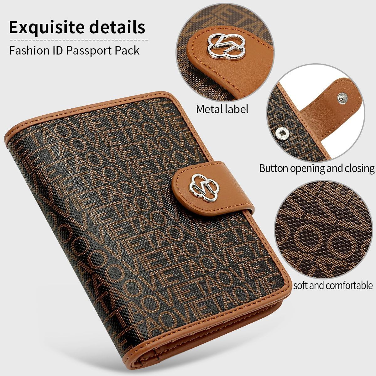 Passport Holder Wallet Bag with AirTag Holder, Card Slots and Passport Solt Ticket Cash Solt, Photo Solt Sim Card Pen Slot.Brown - Image 5