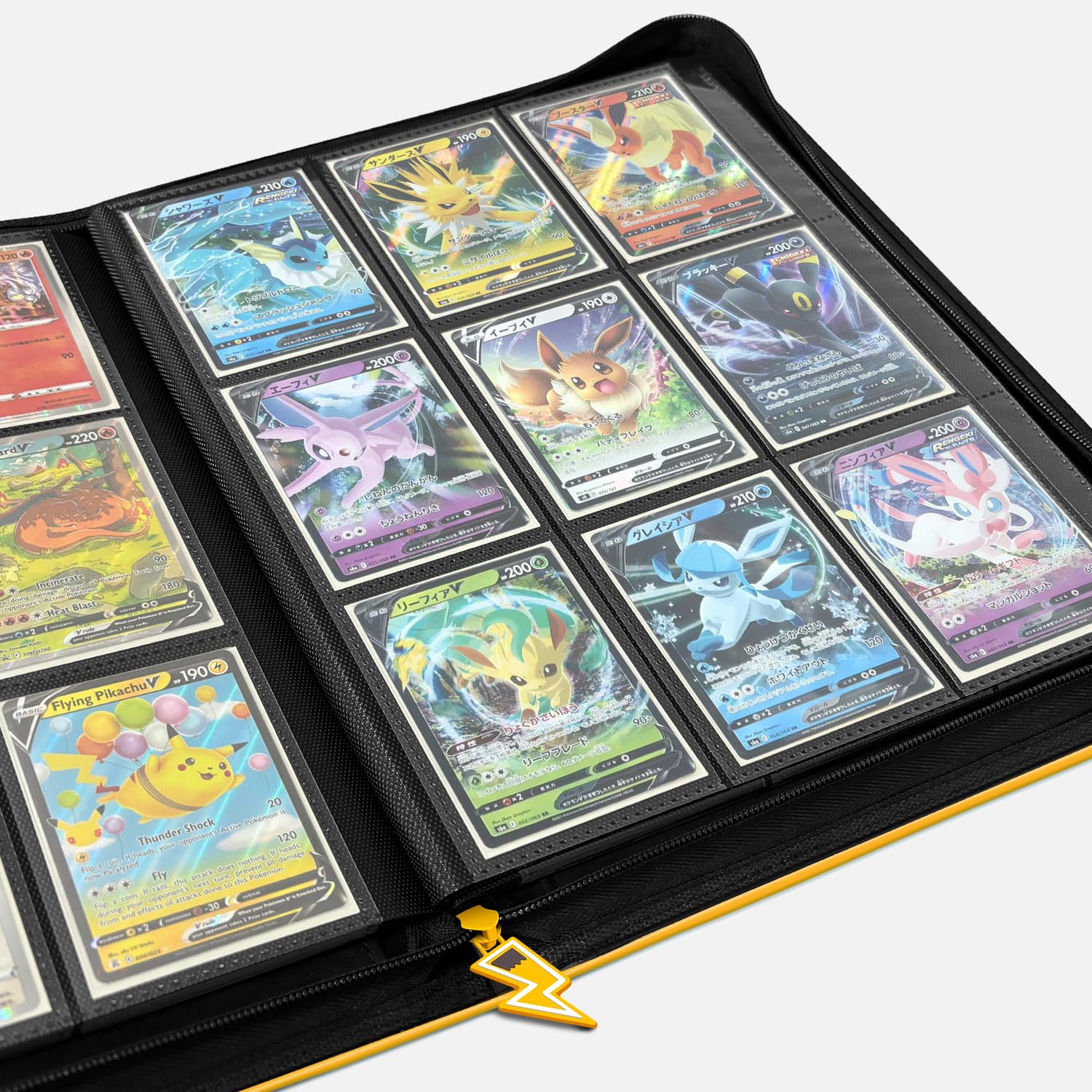 Classeur de cartes 9 emplacements, capacité 360 pour jeux de cartes à collectionner avec pochettes à chargement latéral (jaune) - 3