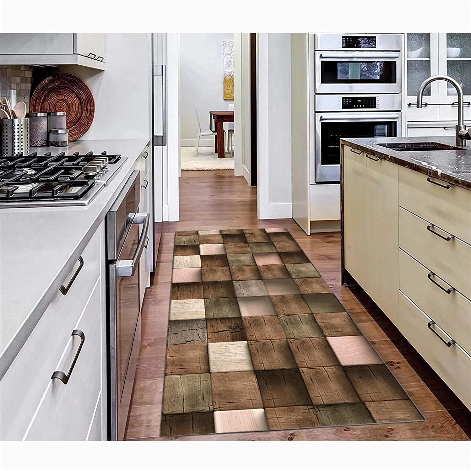 Tappeto Passatoia Lungo 4,6 Metri – Antiscivolo E Lavabile – Verde Moderno 120x460 Cm – Per Corridoio E Cucina