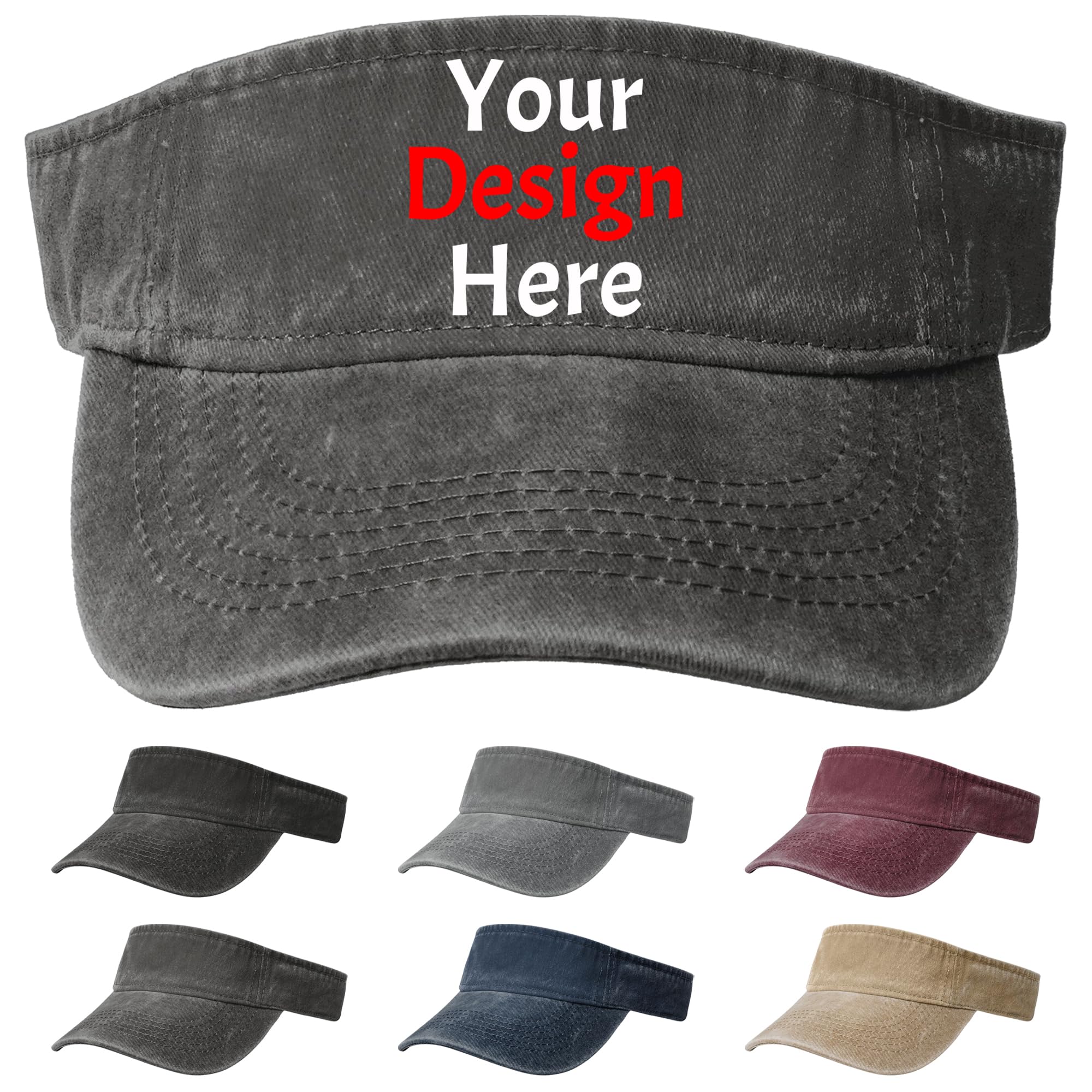 Custom Visors for Women Design Your Own Text Name Photo Logo Adjustable Personalized Sun Visors Hat Deep Heather Visor Hats