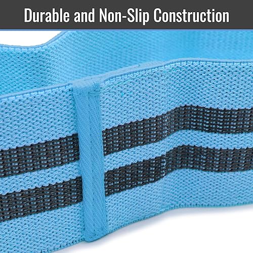 Miniatura 5 de Healthsmart Bandas de resistencia de tela, objetivos abdominales, glúteos, cuádriceps, pantorrillas, isquiotibiales, 3 bandas con niveles de