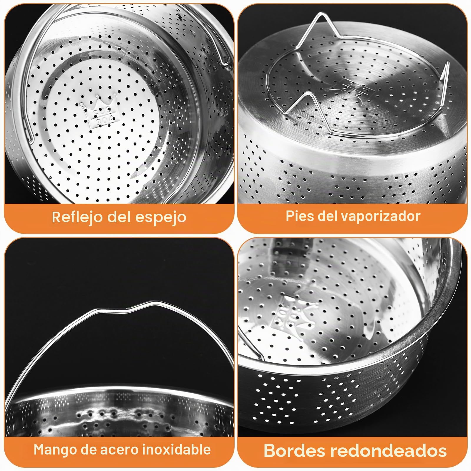 Cesta de Vapor Inoxidable 304 Vaporera Multiusos 20cm
