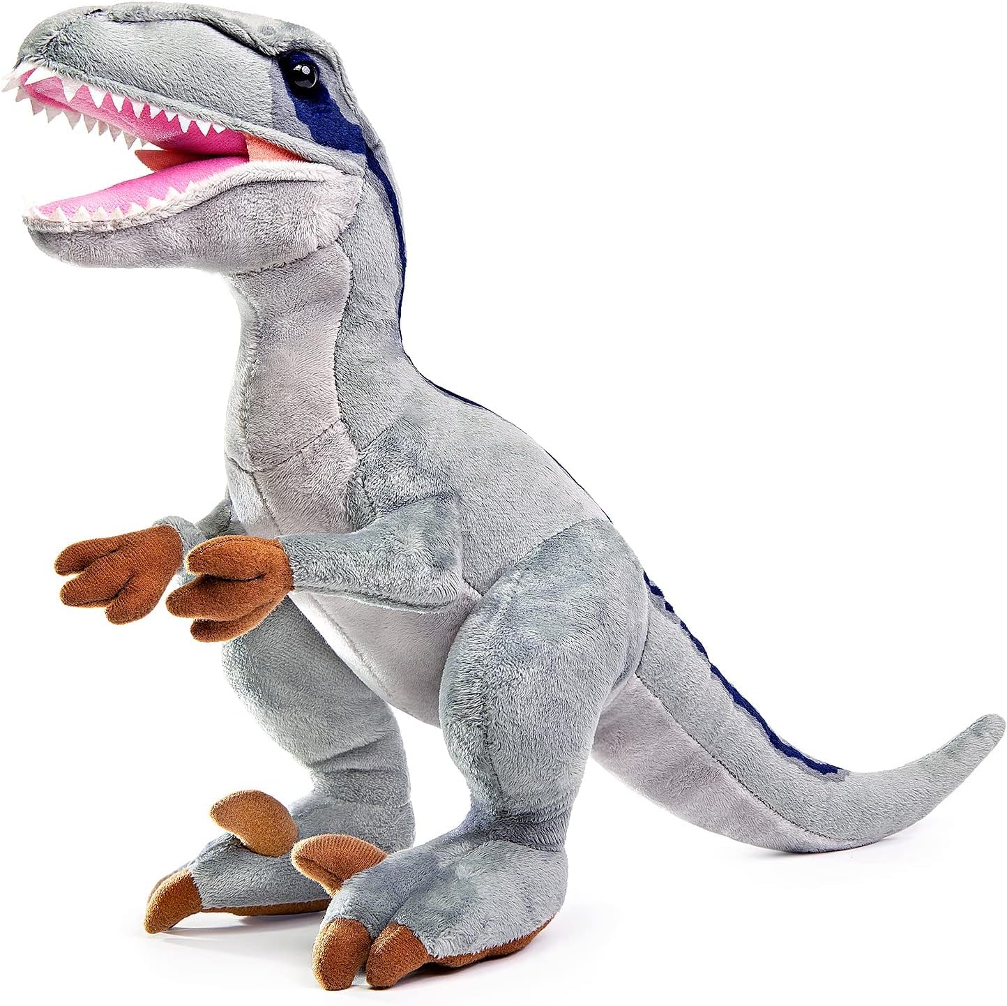 lilizzhoumax Simulation Velociraptor Plush Toy Realistic Cuddly Stuffed Animal Dinosaur Cute Super Soft Home Decoration Collection birthday Gift for Kids boys girls 43cm/17inch grey