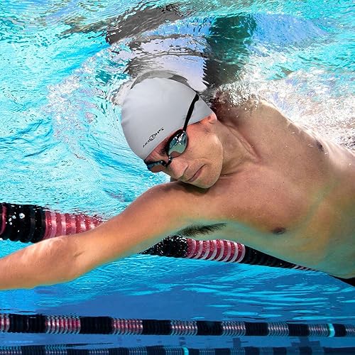 Miniatura 7 de Gorro de natación impermeable de silicona de alta calidad, orejeras de pelo largo, flexible y reversible para adultos, niños, mujeres y hombres,