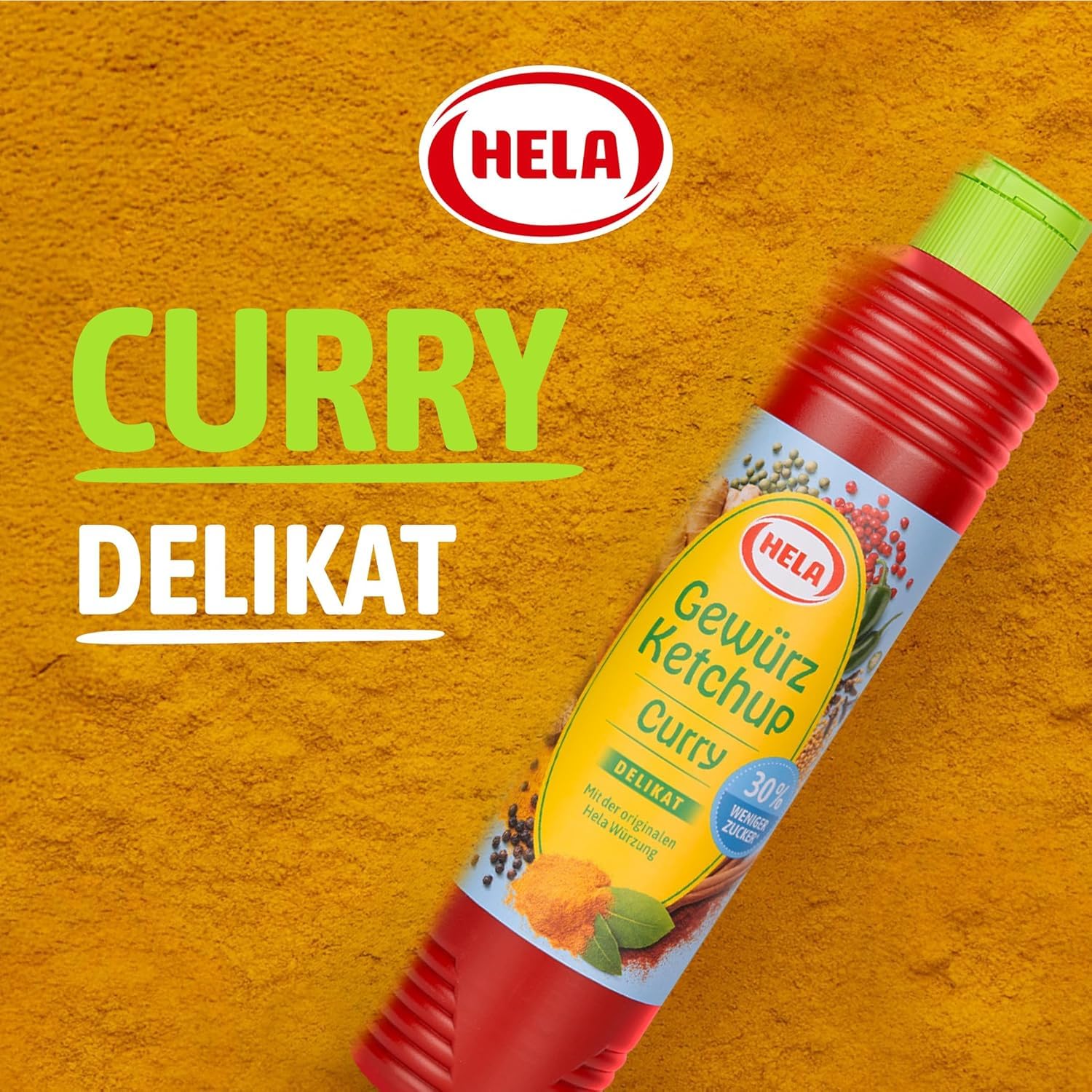 Hela Gewürz Ketchup Curry delikat 6er Pack (6 x 800 ml) 30% weniger Zucker & ohne Süßungsmittel – Die originale Curry Würzsauce für Grillen, Pommes & Dips – Würziger Ketchup Vorratspack