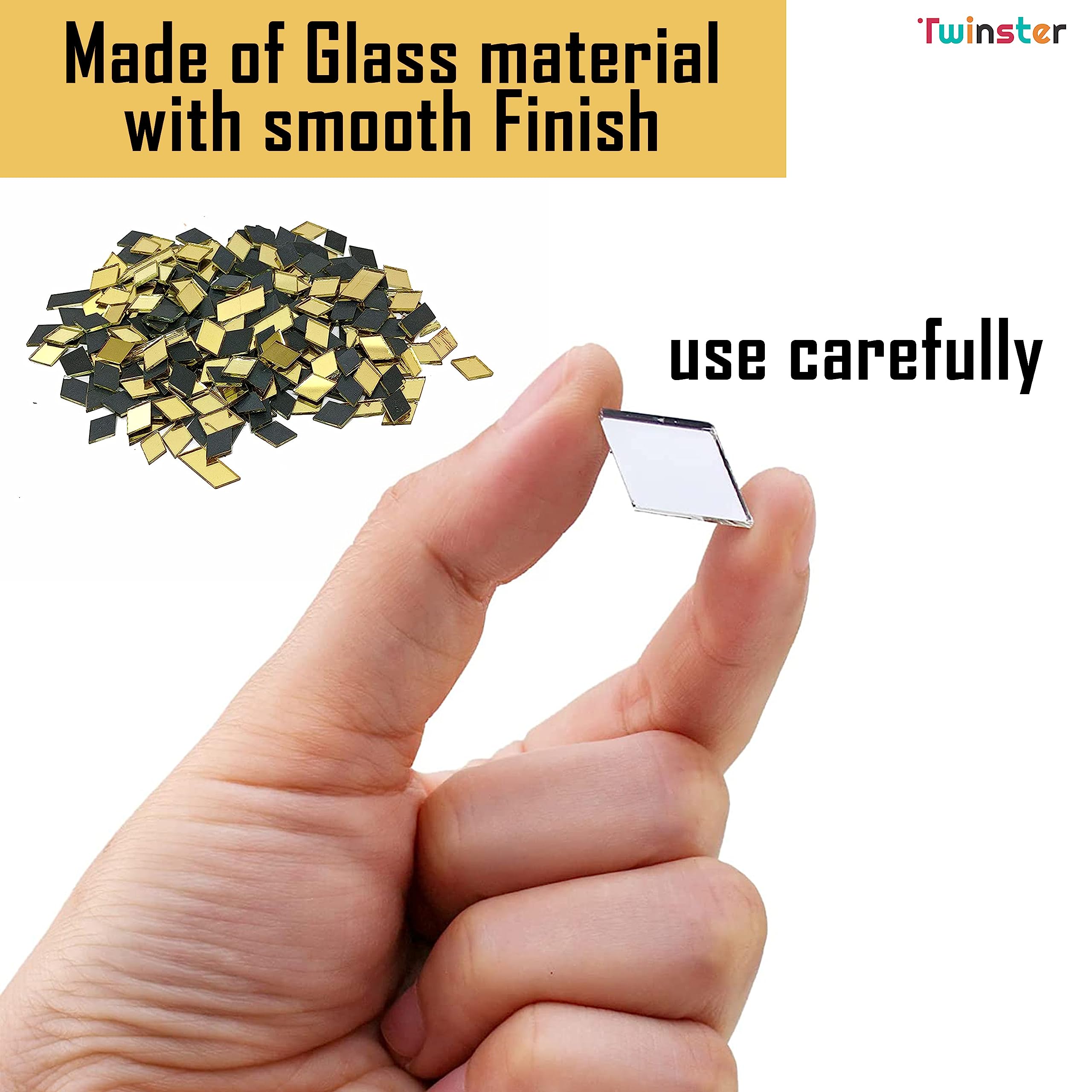 Twinster Mirror for Craft Work Silver and Golden Mirror (12 Different Shapes in Total 2000 pcs) Lippan Art Materials Kit Mirrors DIY Best Mirror Kit for Art and Craft? 1