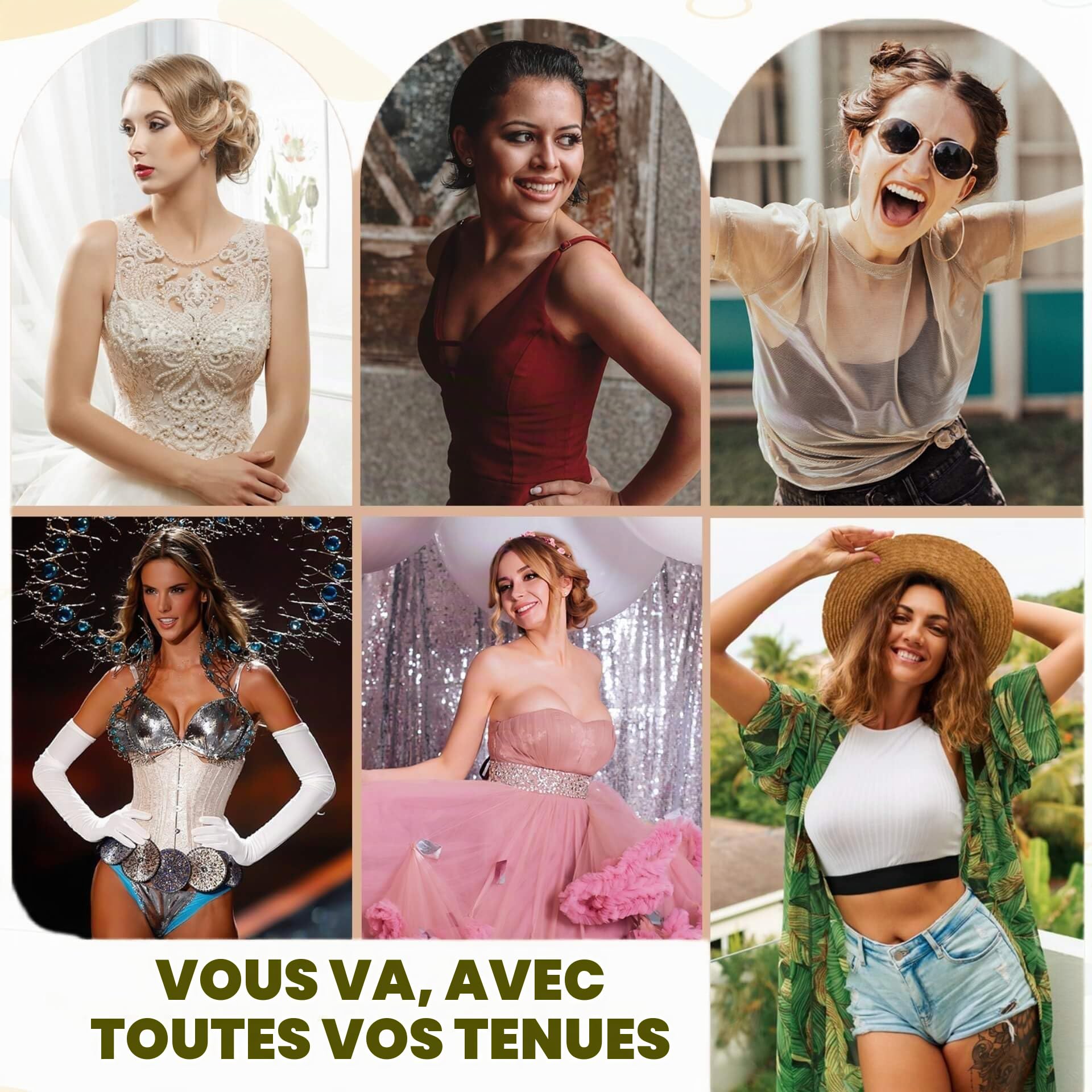 Nimiah Soutien-gorge adhésif invisible en silicone push-up - Soutien-gorge transparent auto-adhésif pour femme - Dos nu et haut
