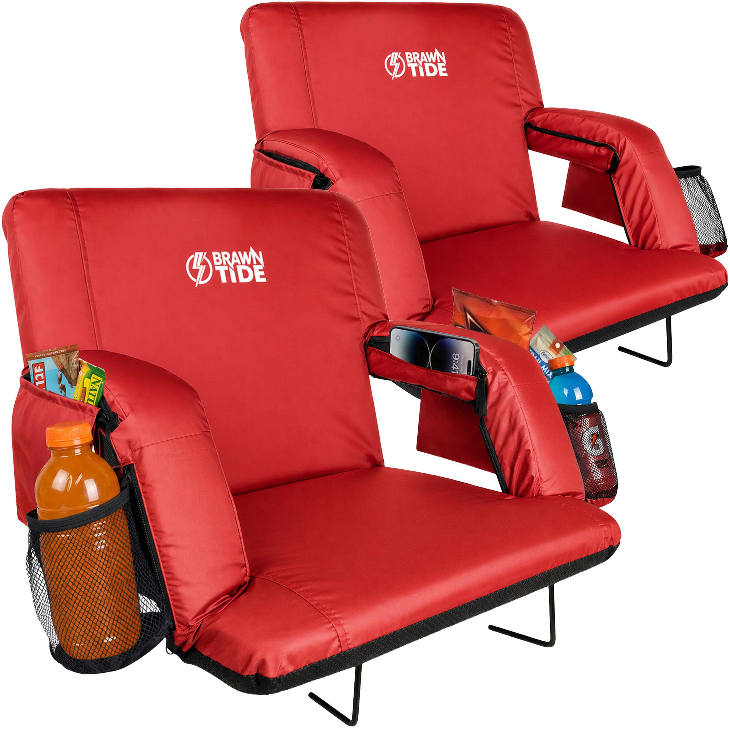 BRAWNTIDE Stadium Seat for Bleachers with Back Support - 3" Foam Cushion