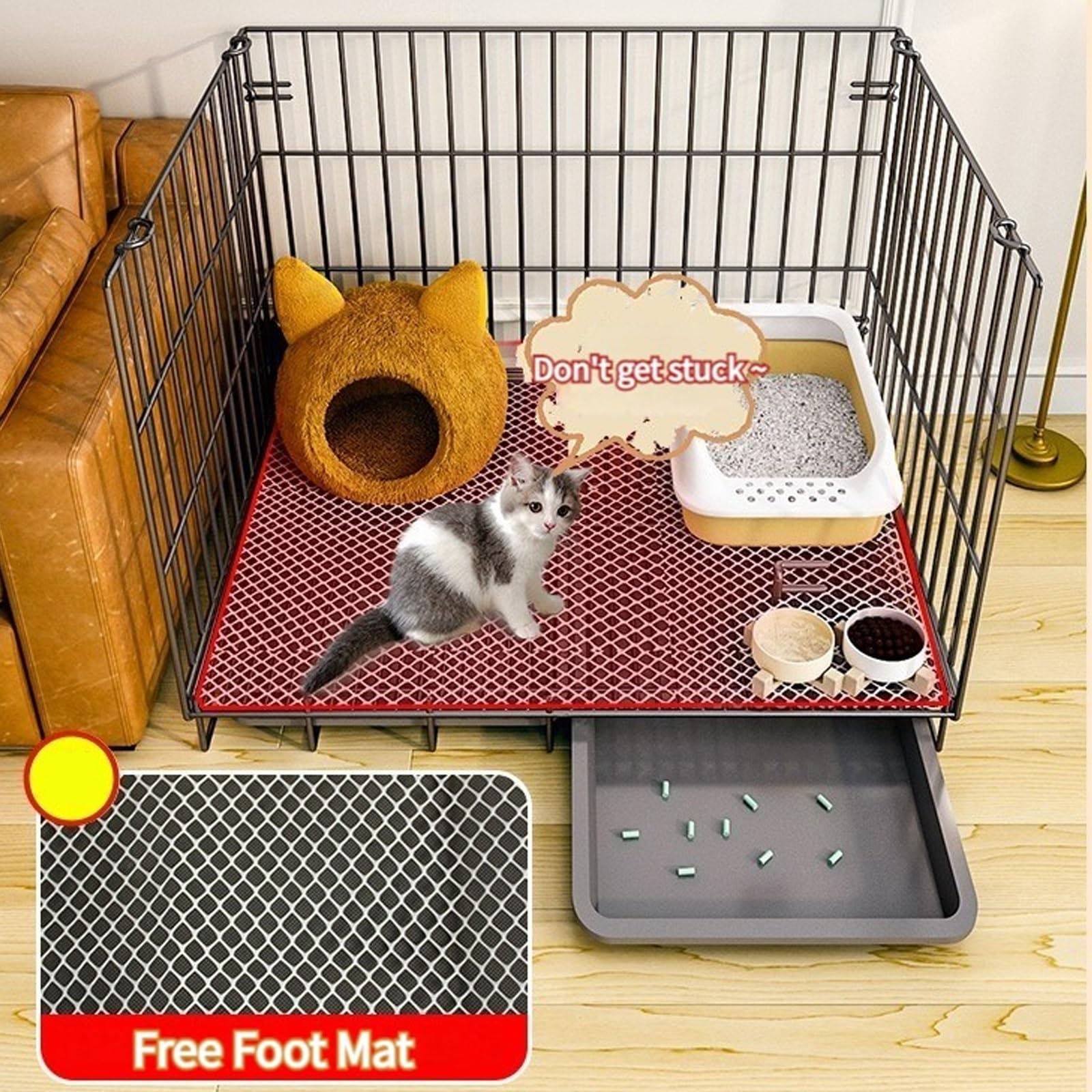 Gabbia per Gatti da Interno da Balcone Metallo Gabbia Gatti per Auto in Prodotti per Animali Domestici Pieghevoli in Metallo, per Esterno/Balcone (Nero, Bianco) (Color : White, Size : 58 * 41 * 50cm)