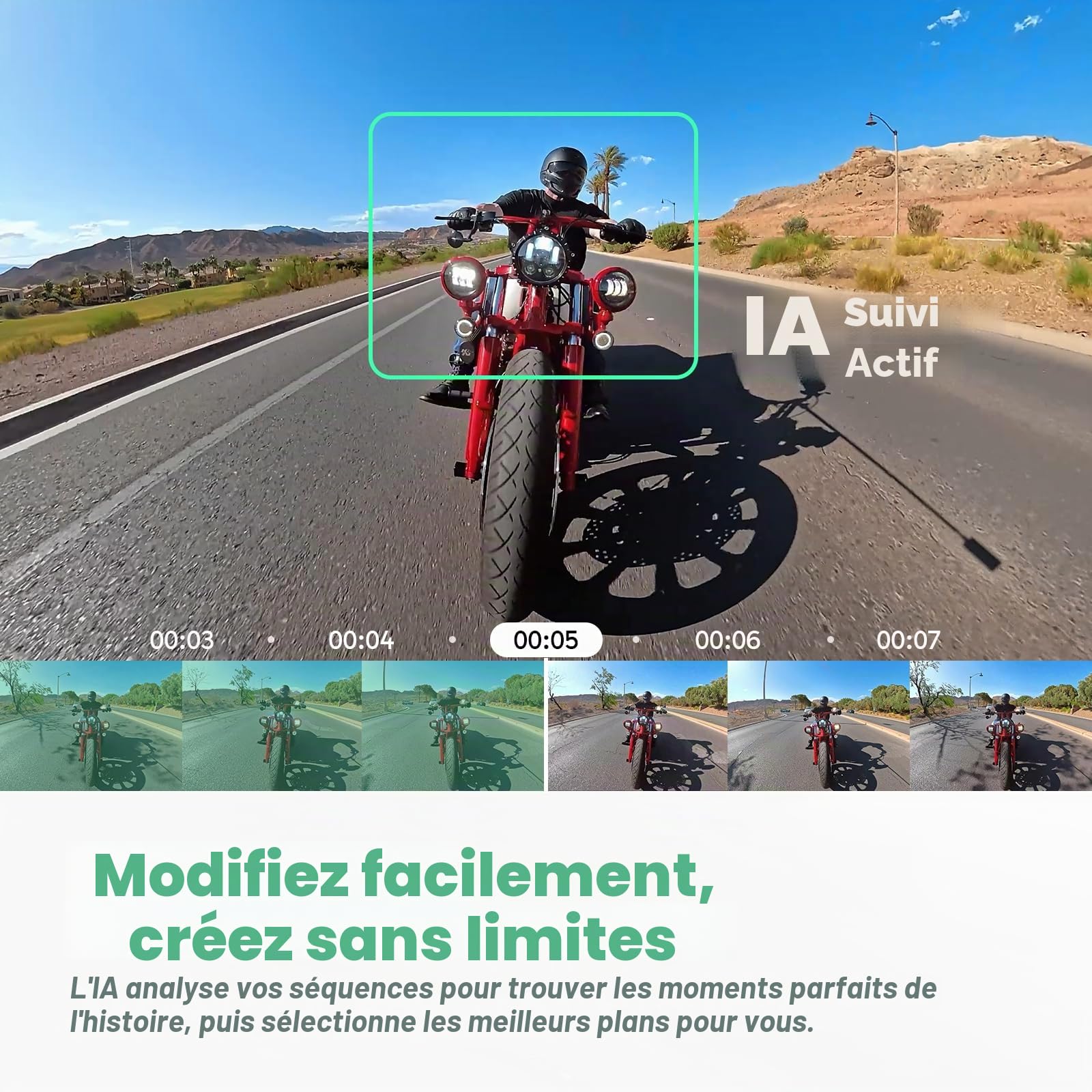 AKASO 360 Kit Moto pour Caméra d'action, Camera Sport à 360° avec Carte Mémoire 128 Go, 5.7K 360 Vidéo, 72MP Photo, SuperSmooth, 2.29" Écran Tactile, Effet Selfie Stick Invisible, Horizon 360° Lock