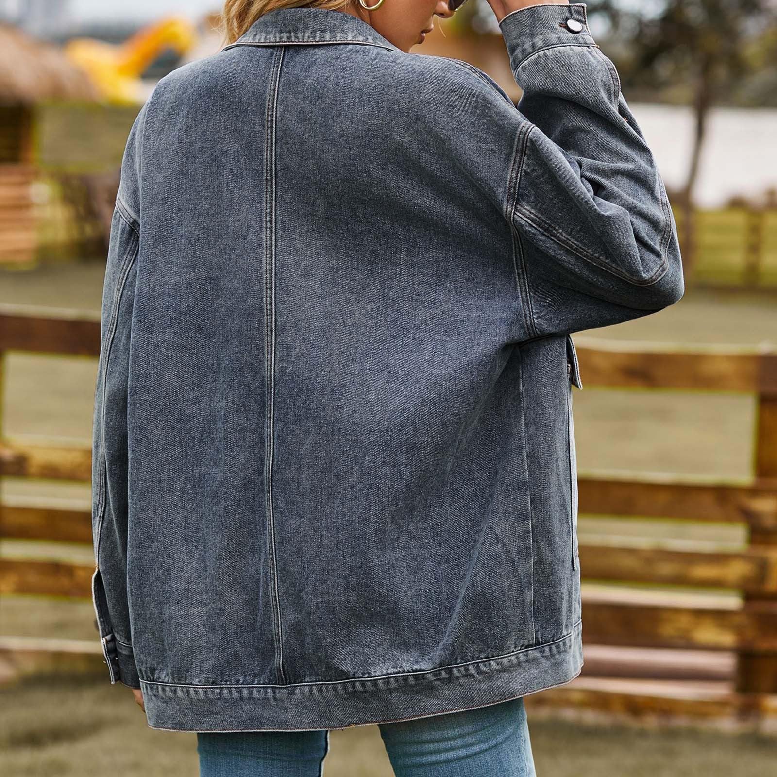 Genérico Sobrecamisa Vaquera Mujer,Chaqueta Vaquera De Moda Para Mujer Con Bolsillos Grandes Y DiseñO Con Capucha
